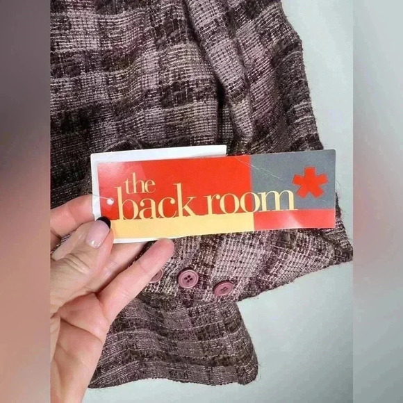 Votre Nom Wool Blend Plaid Tweed Blazer Plum Pink Sparkle Women’s Size 6 - Picture 14 of 15